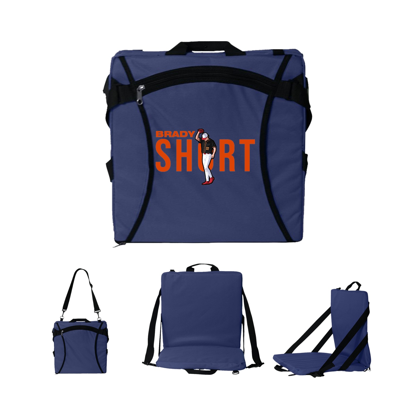 Folding Stadium Seat — Player Name in Navy