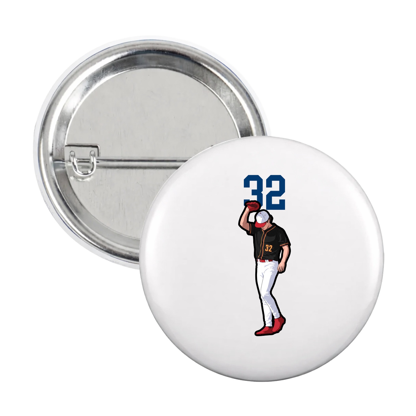 Game Day Button — Number Top in White