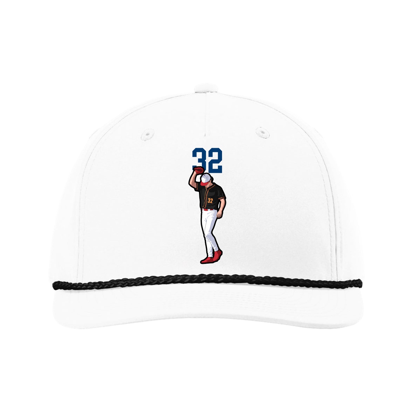 Five-Panel Classic Rope Cap — Number Top in White