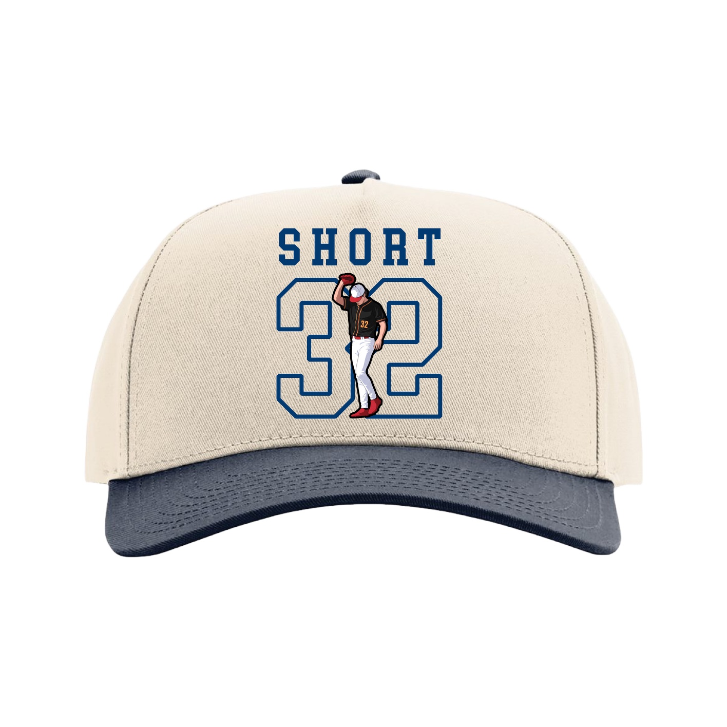 Full Fabric Five-Panel Champ Cap — Shirsey in Cream/Navy