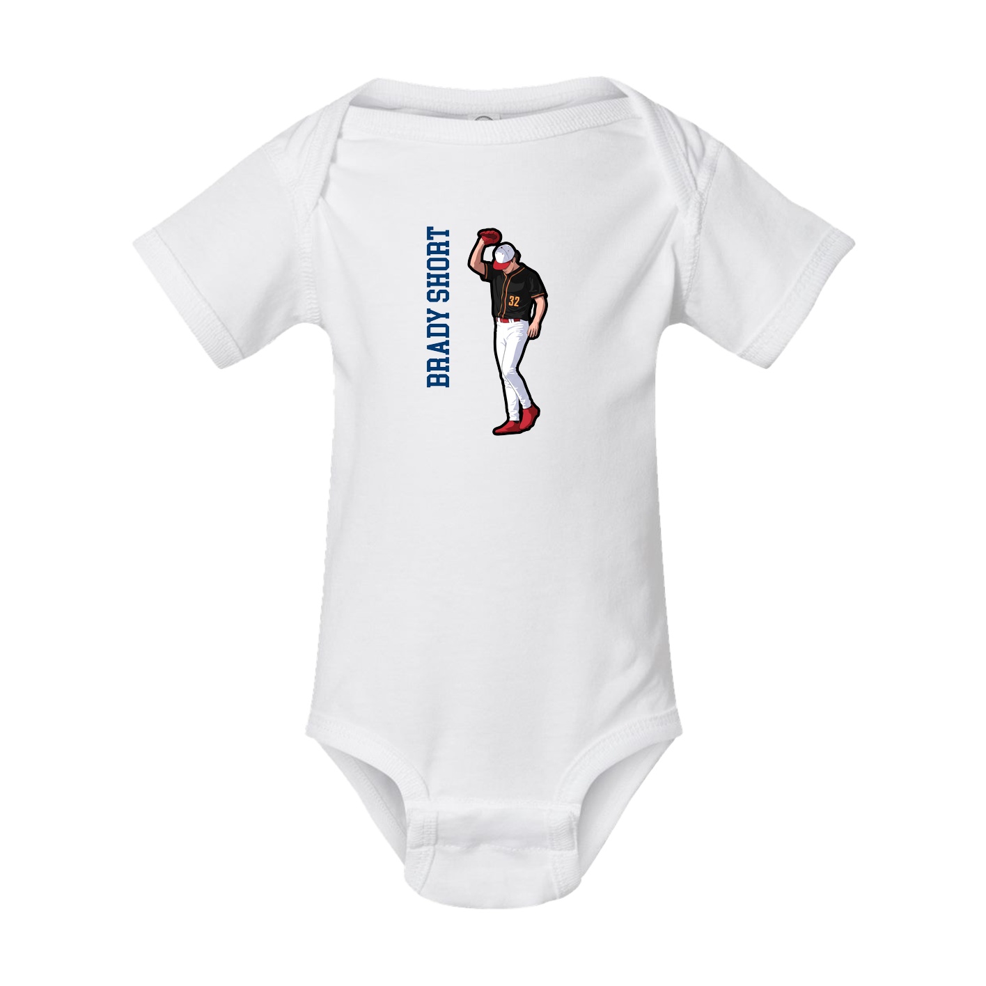 Baby Onesie — Name Vertical in White