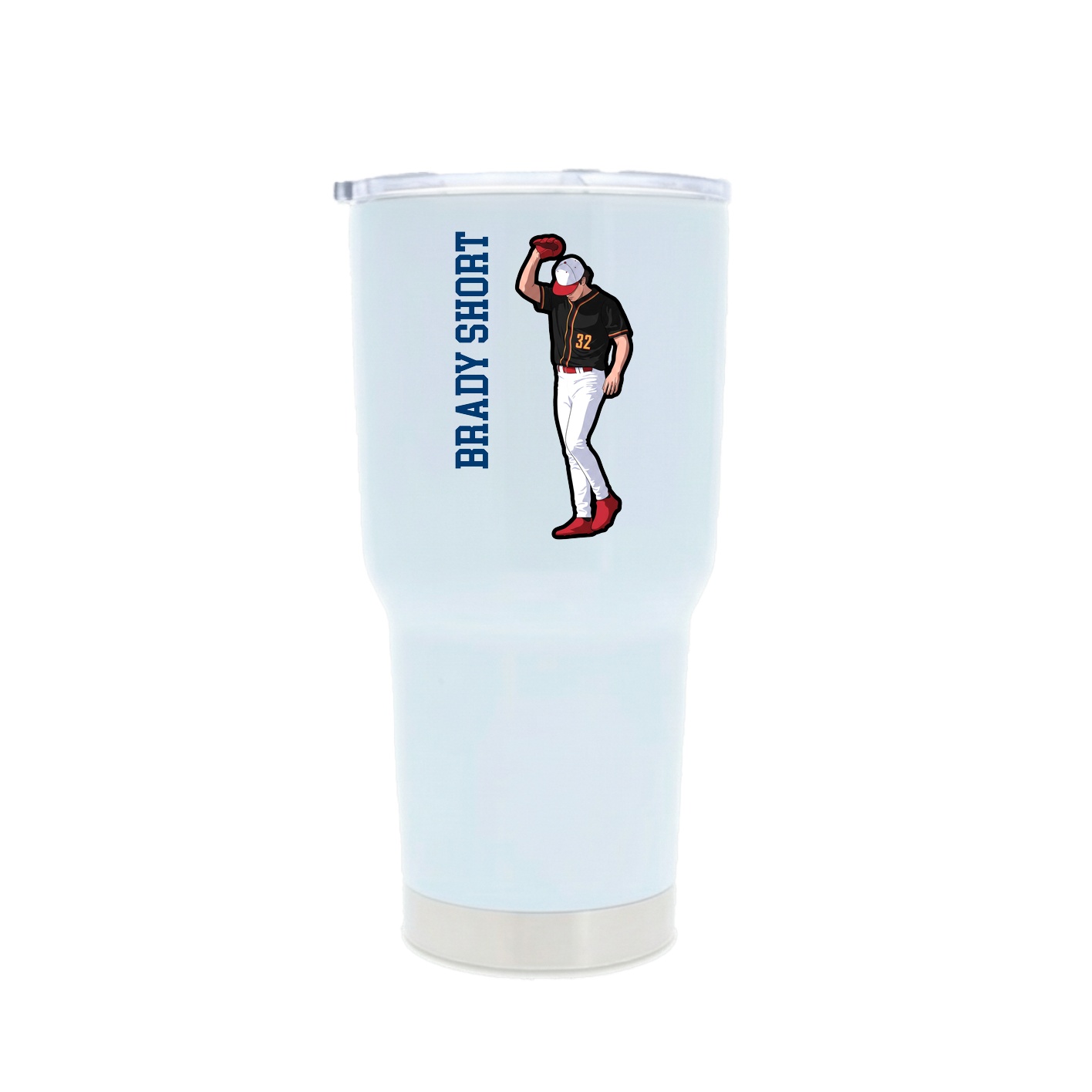 30oz Stainless Steel Tumbler — Name Vertical in White