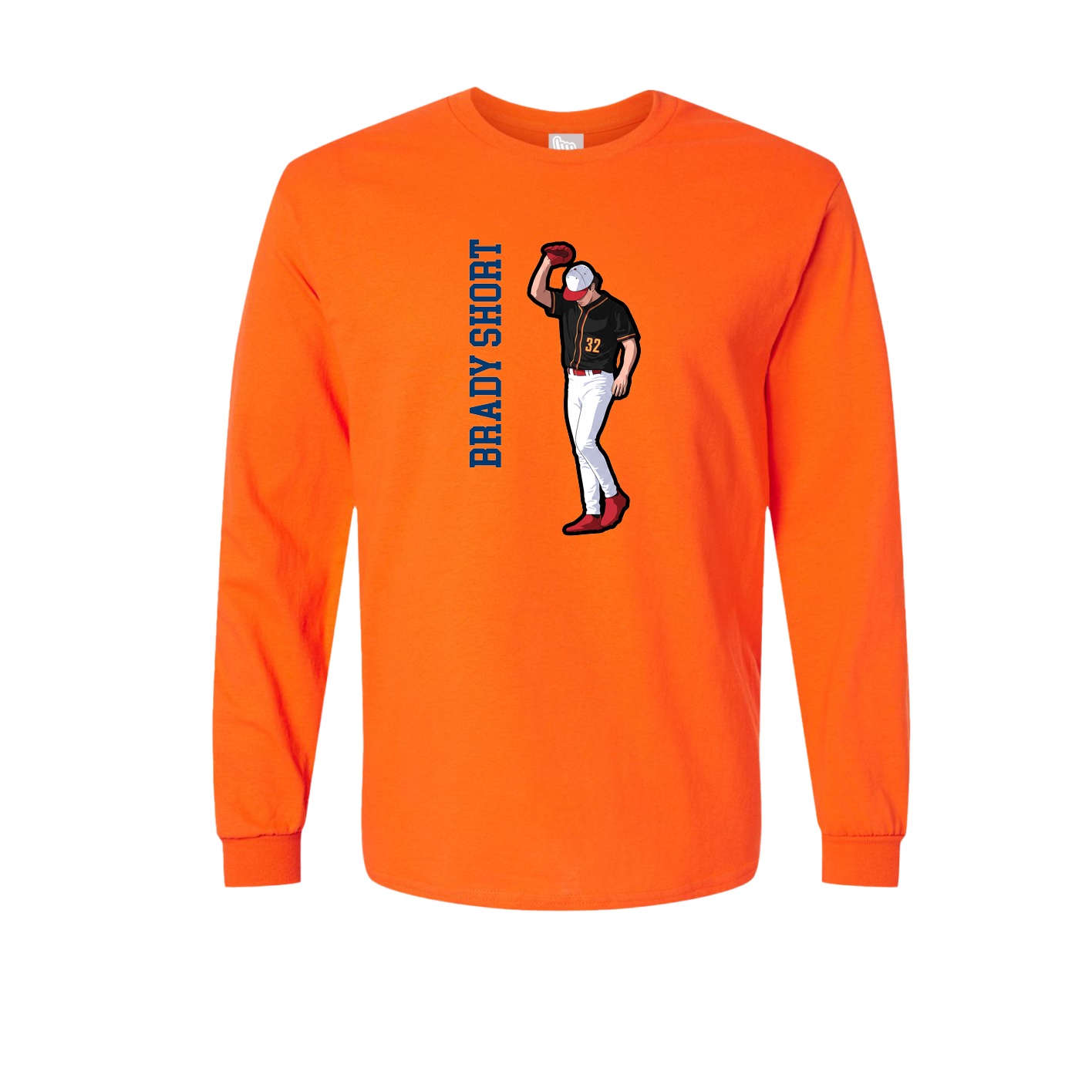 Long Sleeve Tee — Name Vertical in Orange