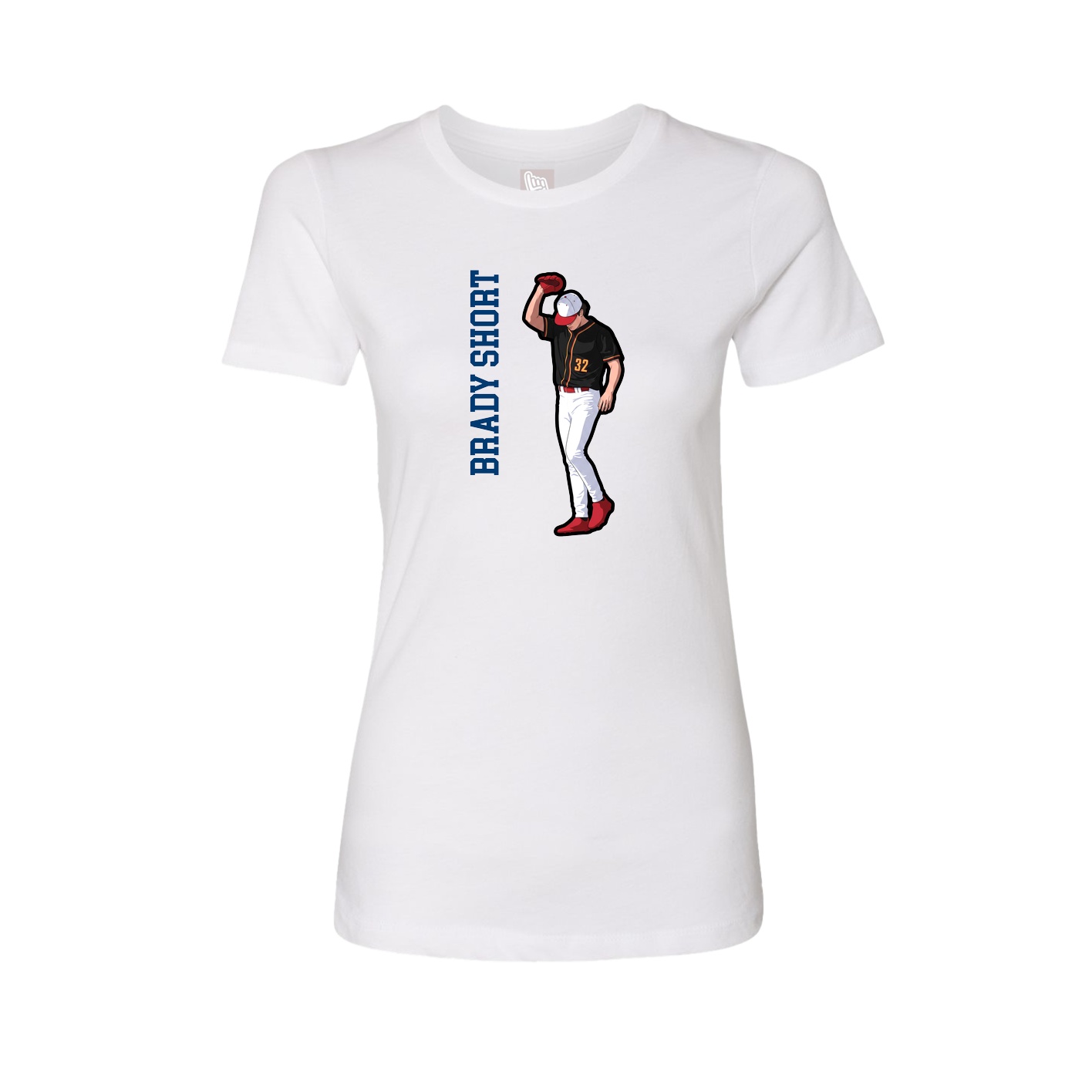 Womens Tee — Name Vertical in White