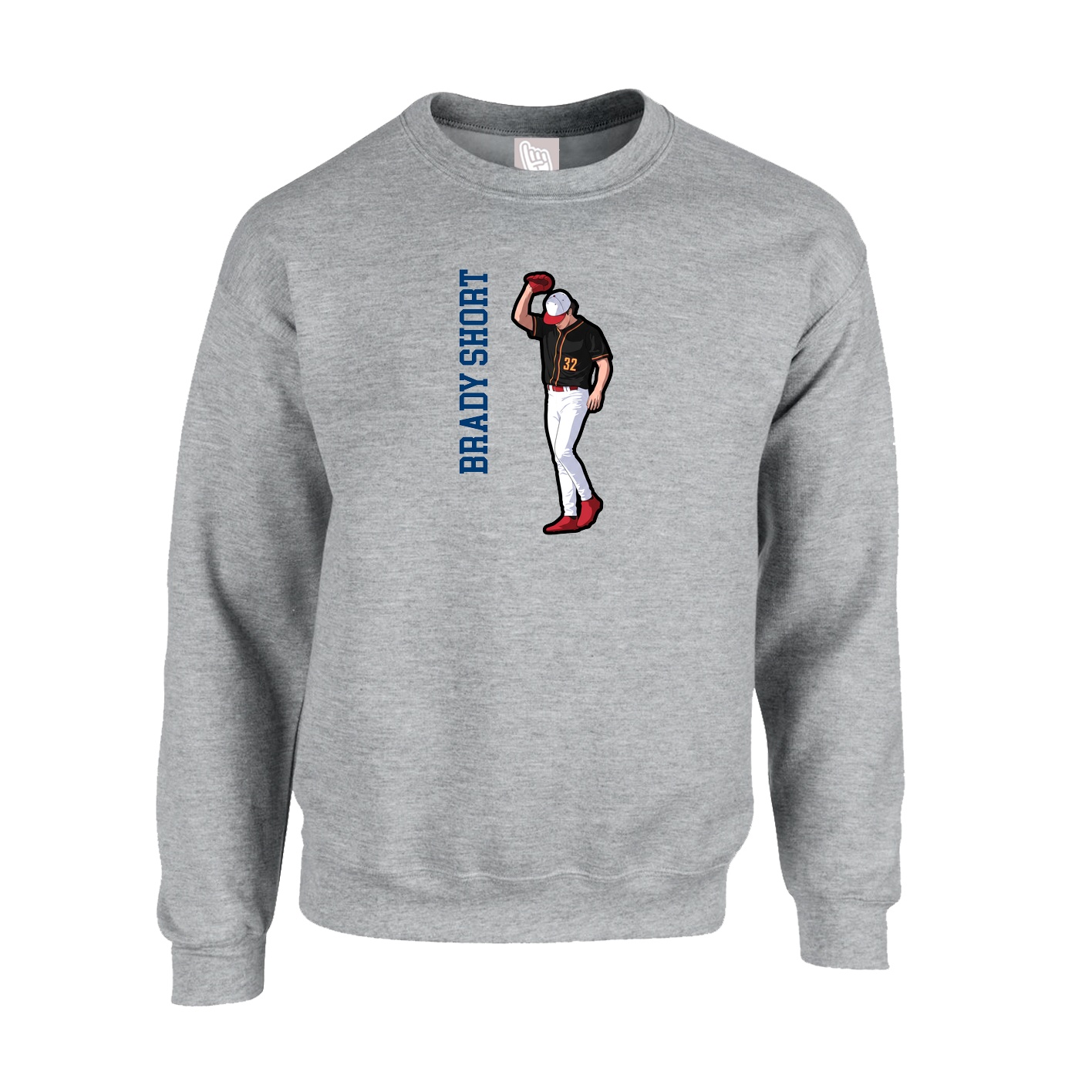 Fleece Crew — Name Vertical in Grey