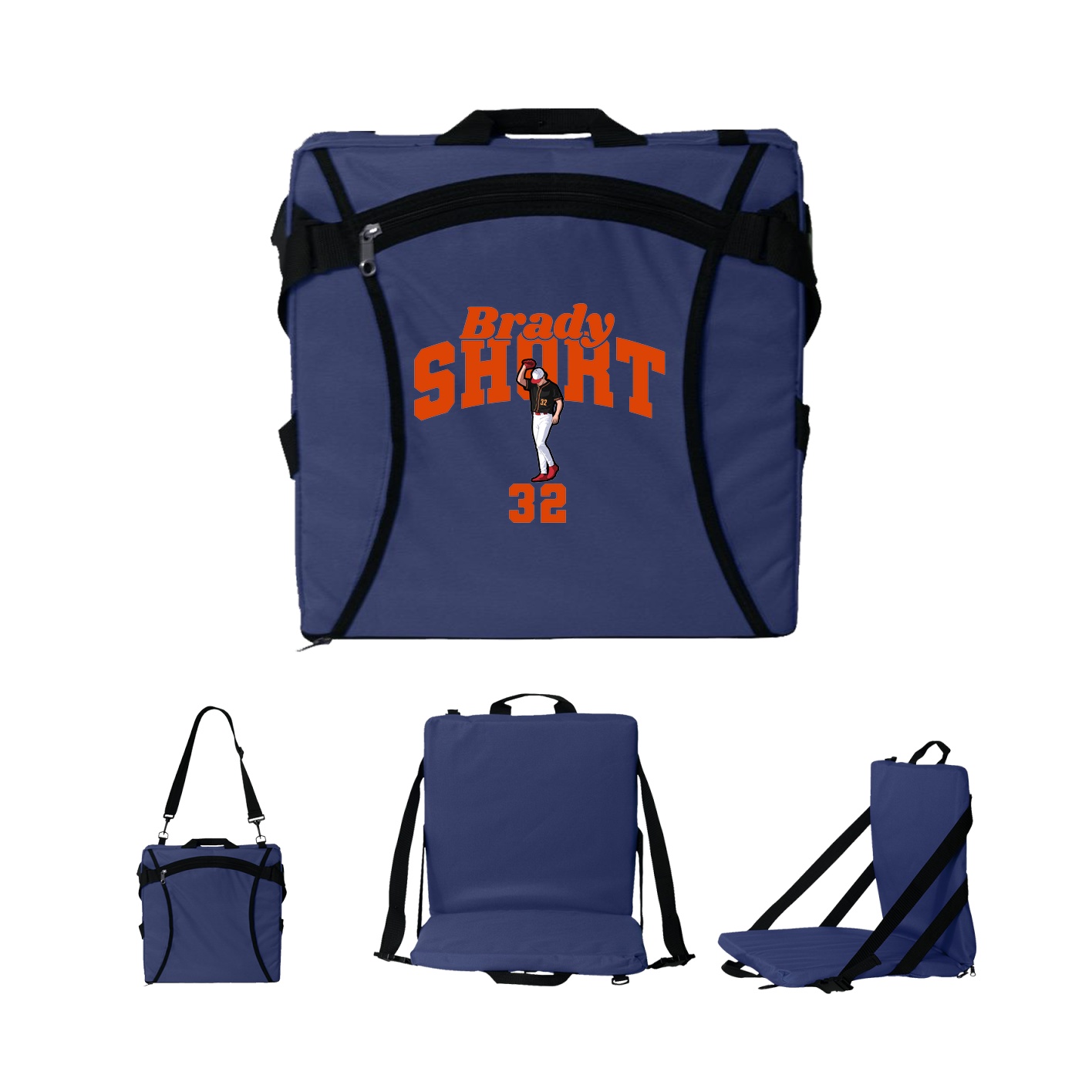 Folding Stadium Seat — Signature Arch in Navy