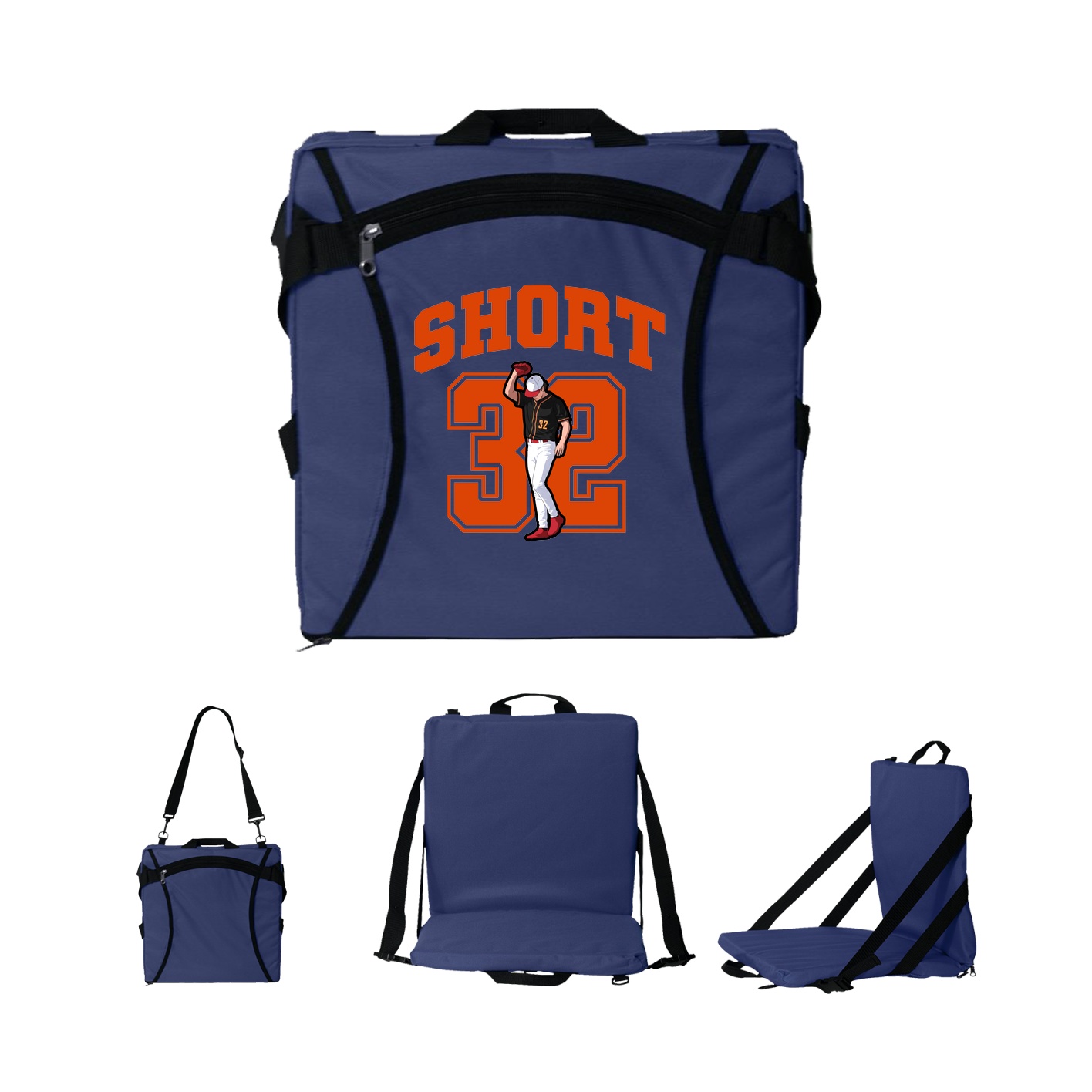 Folding Stadium Seat — Number in Navy