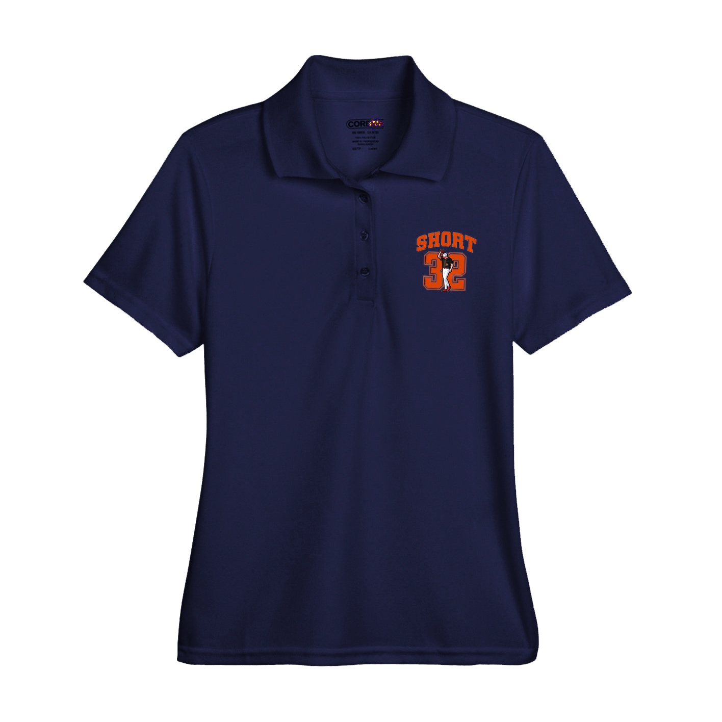 Womens Performance Polo — Number in Navy