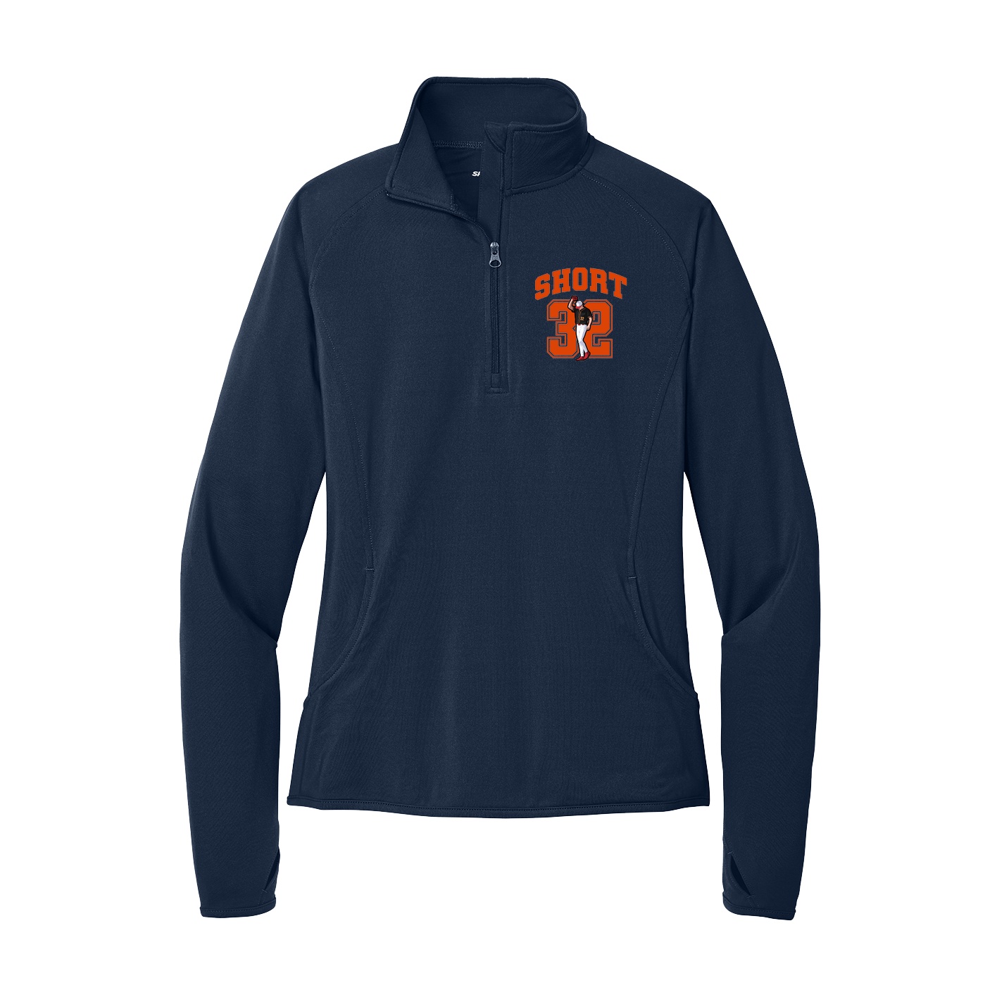 Women's Q-Zip Pullover — Number in Navy