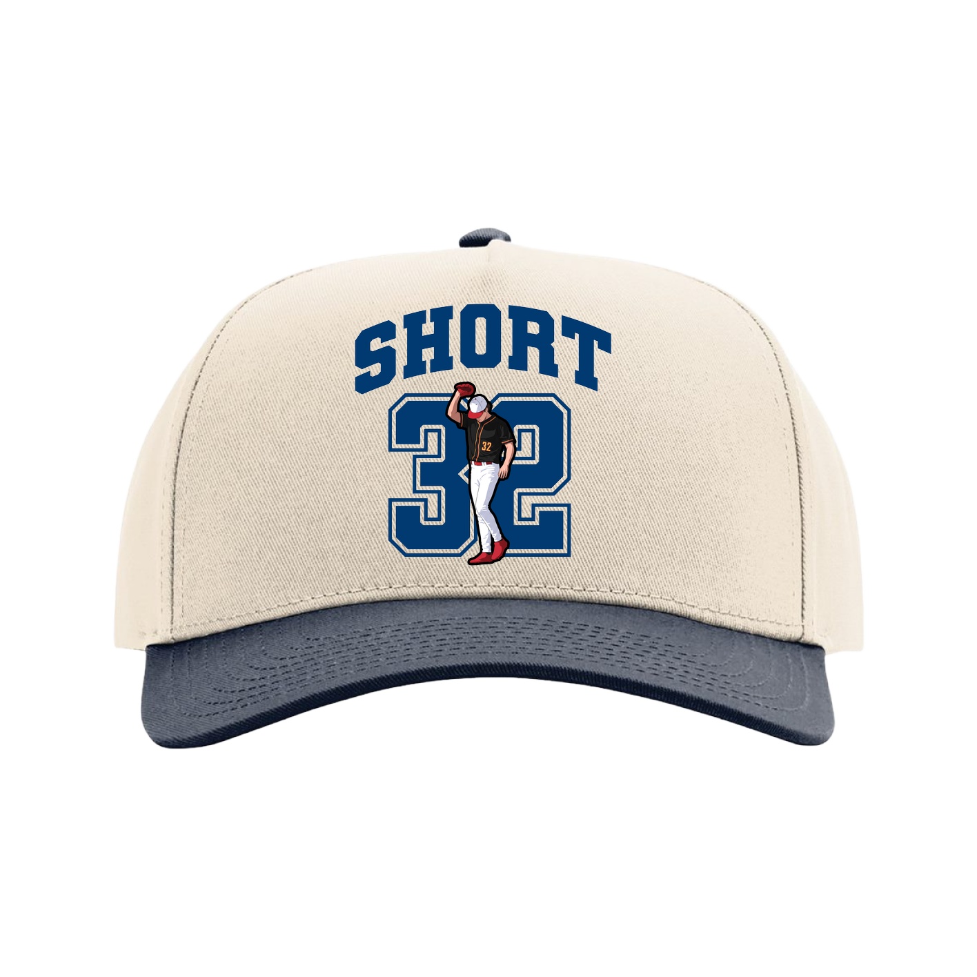 Full Fabric Five-Panel Champ Cap — Number in Cream/Navy