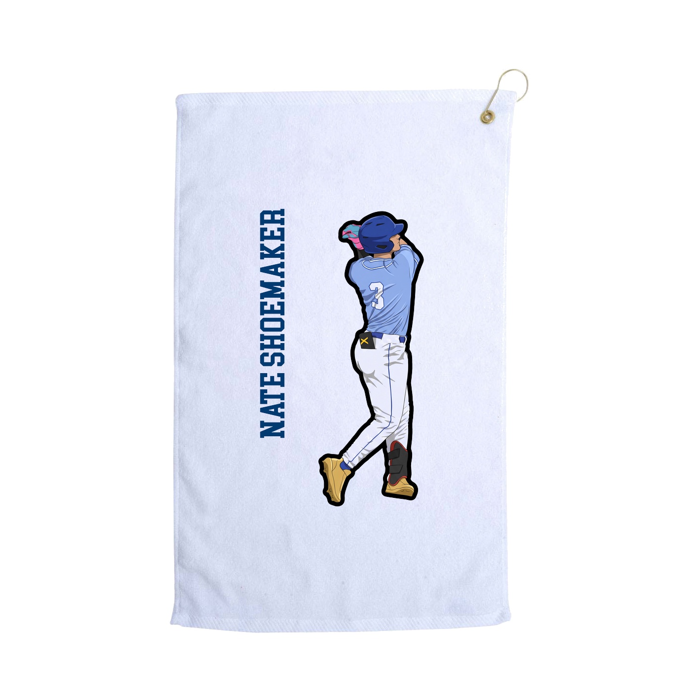 Golf Towel — Name Vertical in White