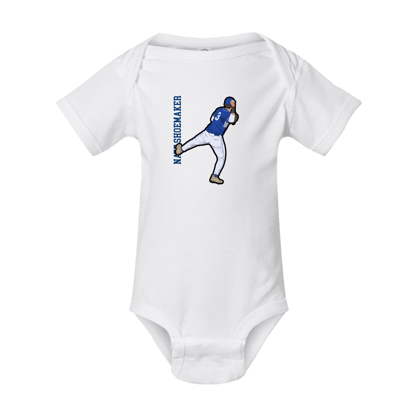 Baby Onesie — Name Vertical in White