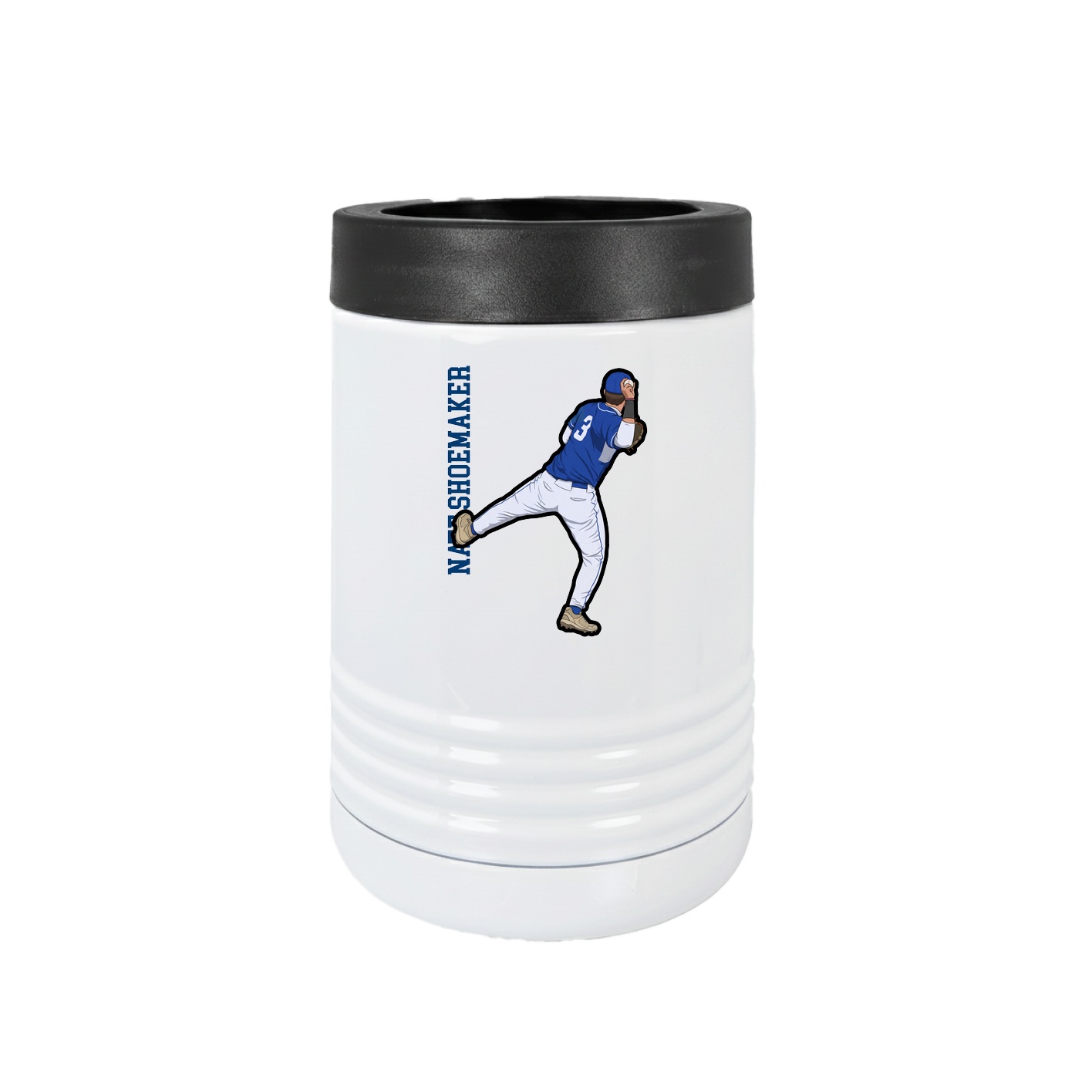 Beverage Holder — Name Vertical in White