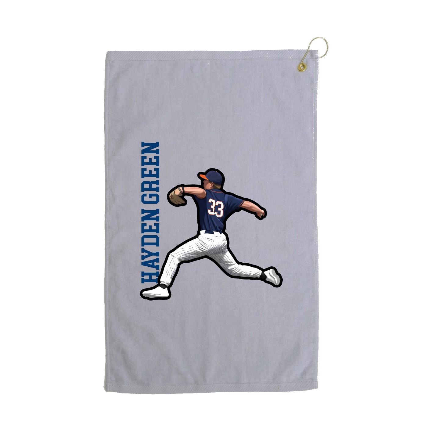 Golf Towel — Name Vertical in Grey