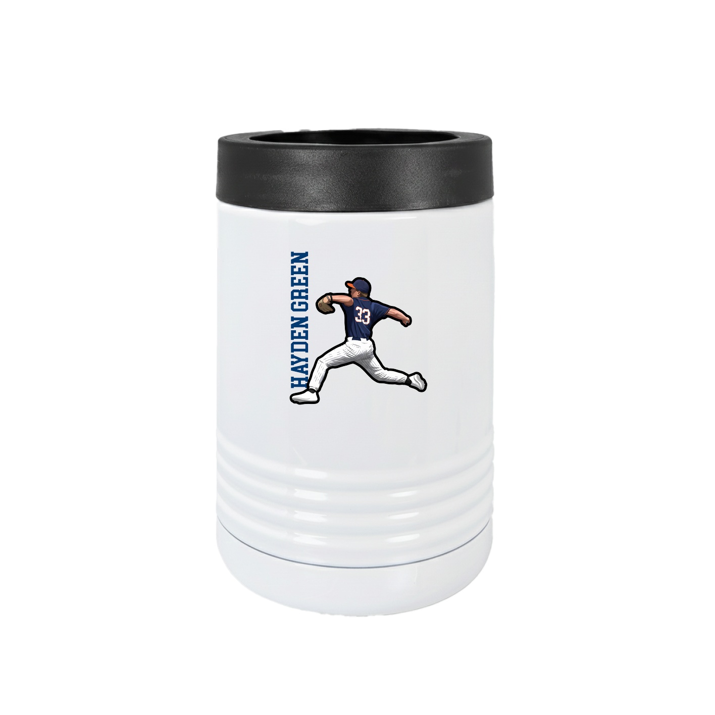 Beverage Holder — Name Vertical in White