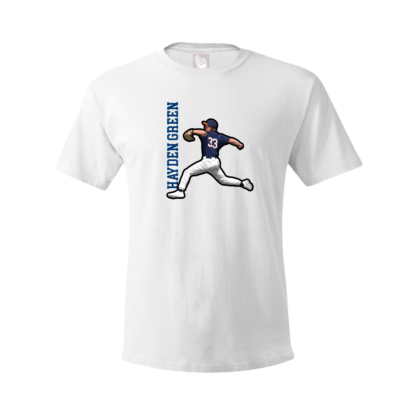Youth Tee — Name Vertical in White