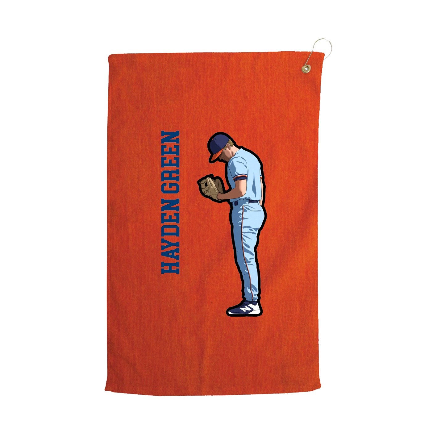 Golf Towel — Name Vertical in Orange