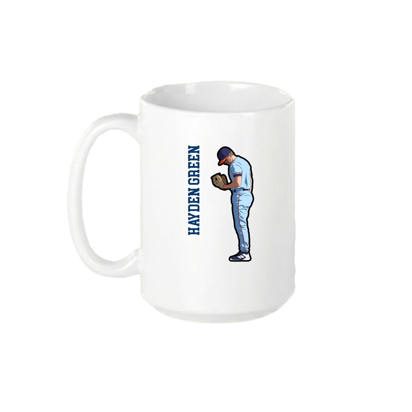 15oz Coffee Mug — Name Vertical in White