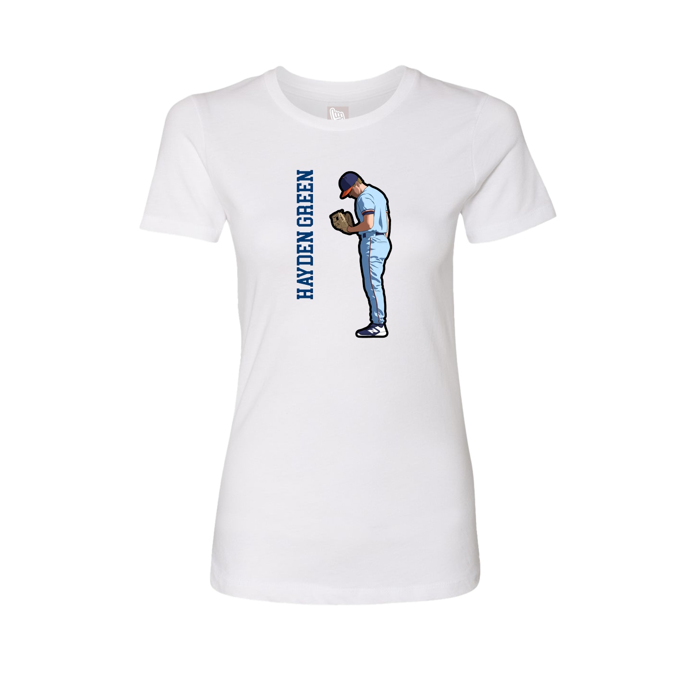 Fitted Women's Tee — Name Vertical in White