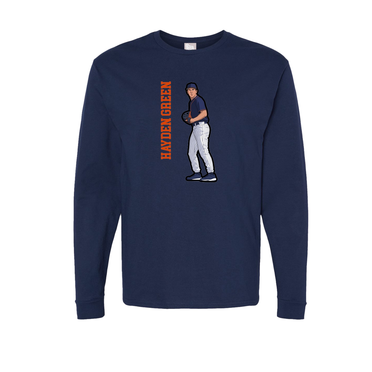 Long Sleeve Tee — Name Vertical in Navy