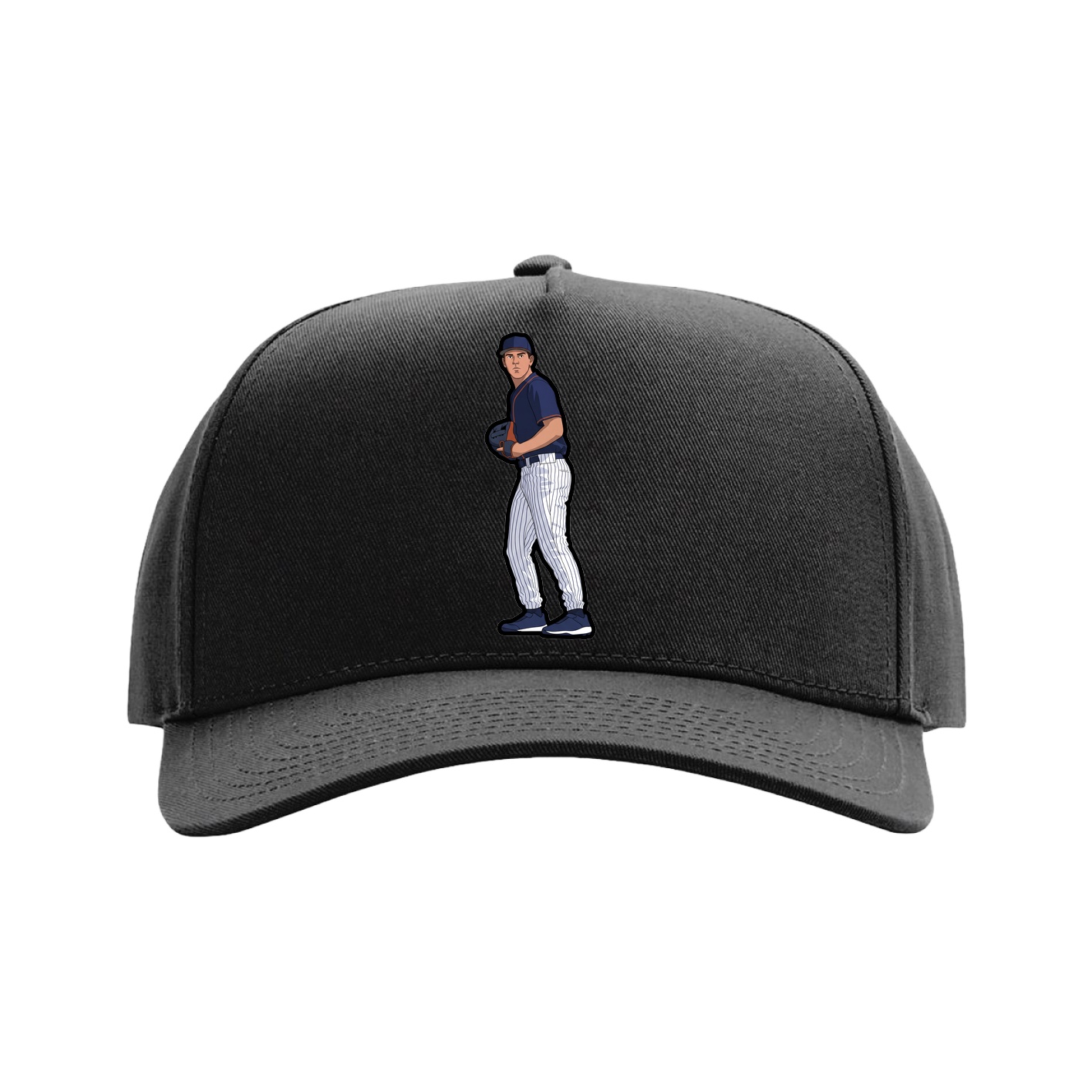 Full Fabric Five-Panel Champ Cap — Name Vertical in Black