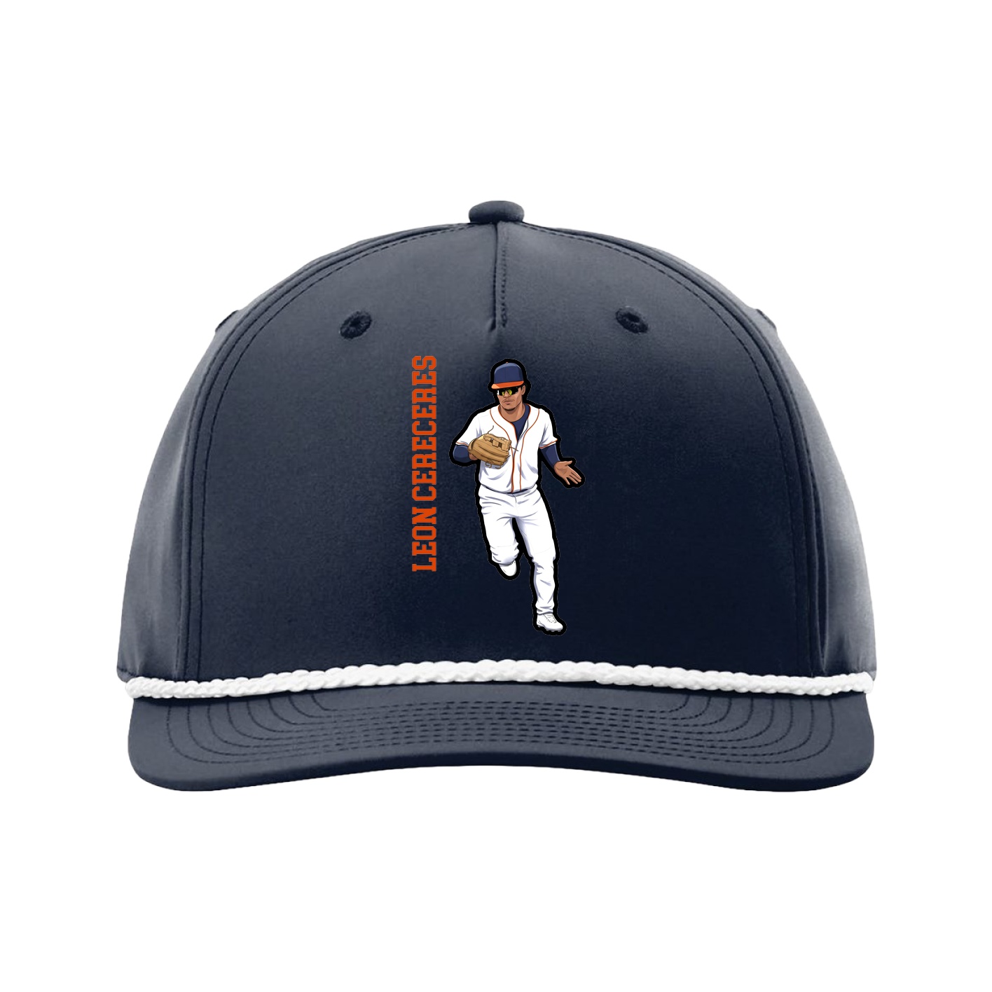 Five-Panel Classic Rope Cap — Name Vertical in Navy