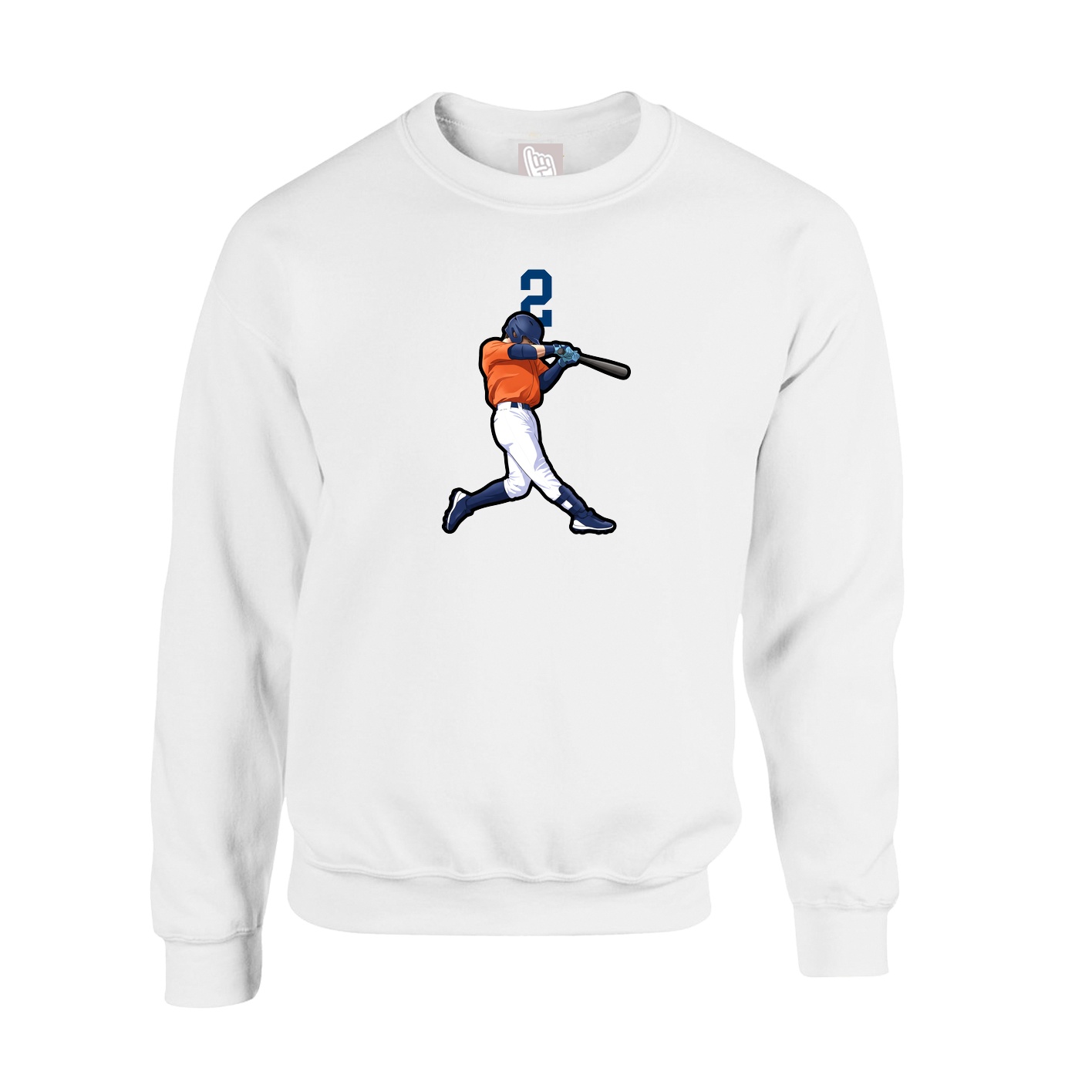 Fleece Crew — Number Top in White