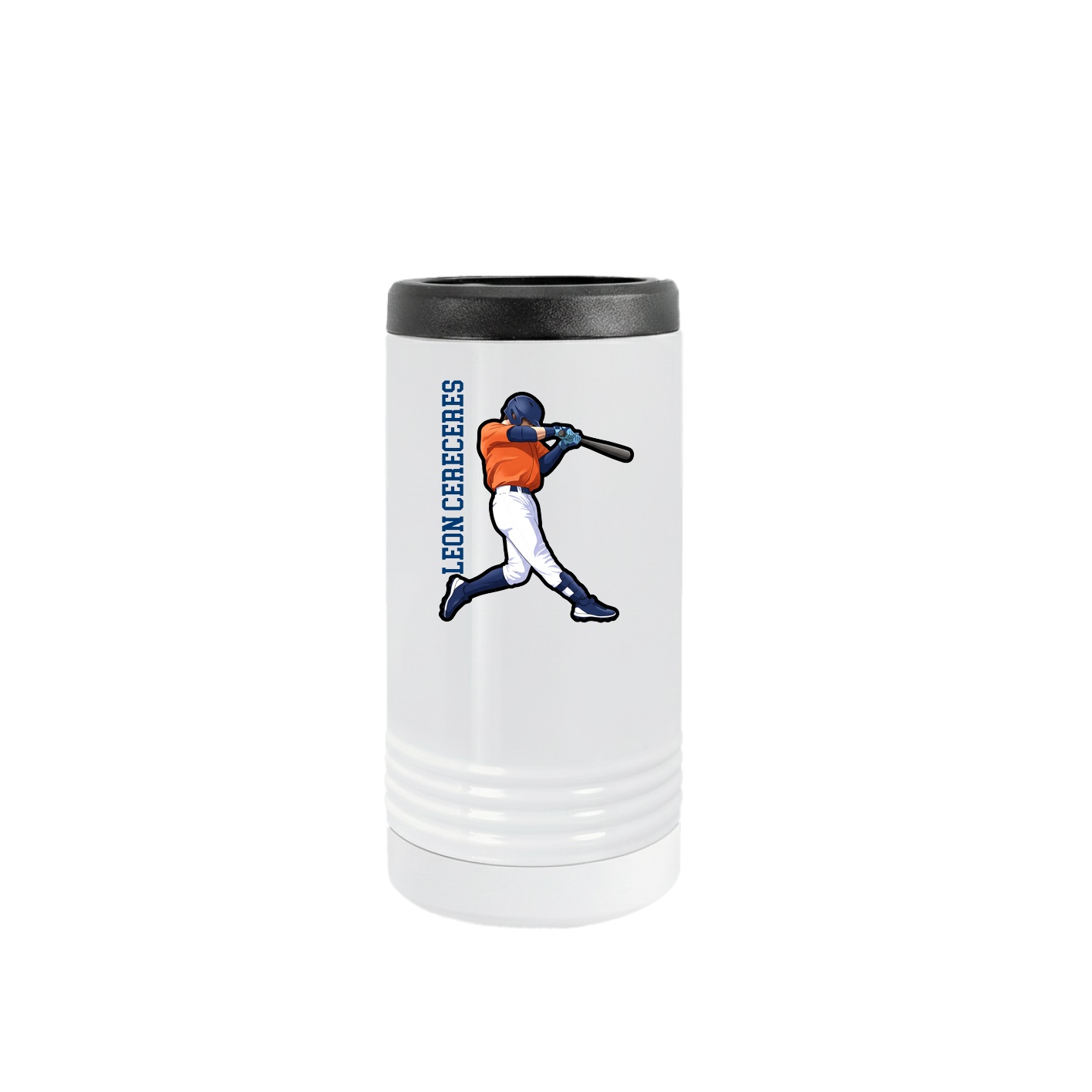 Slim Beverage Holder — Name Vertical in White