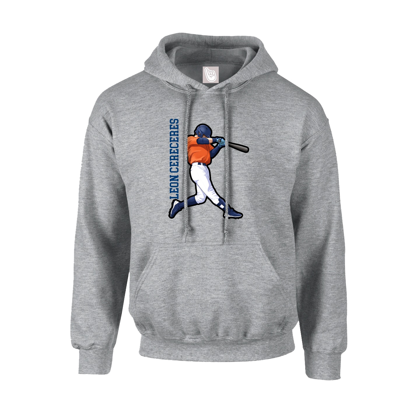 Hoodie — Name Vertical in Grey