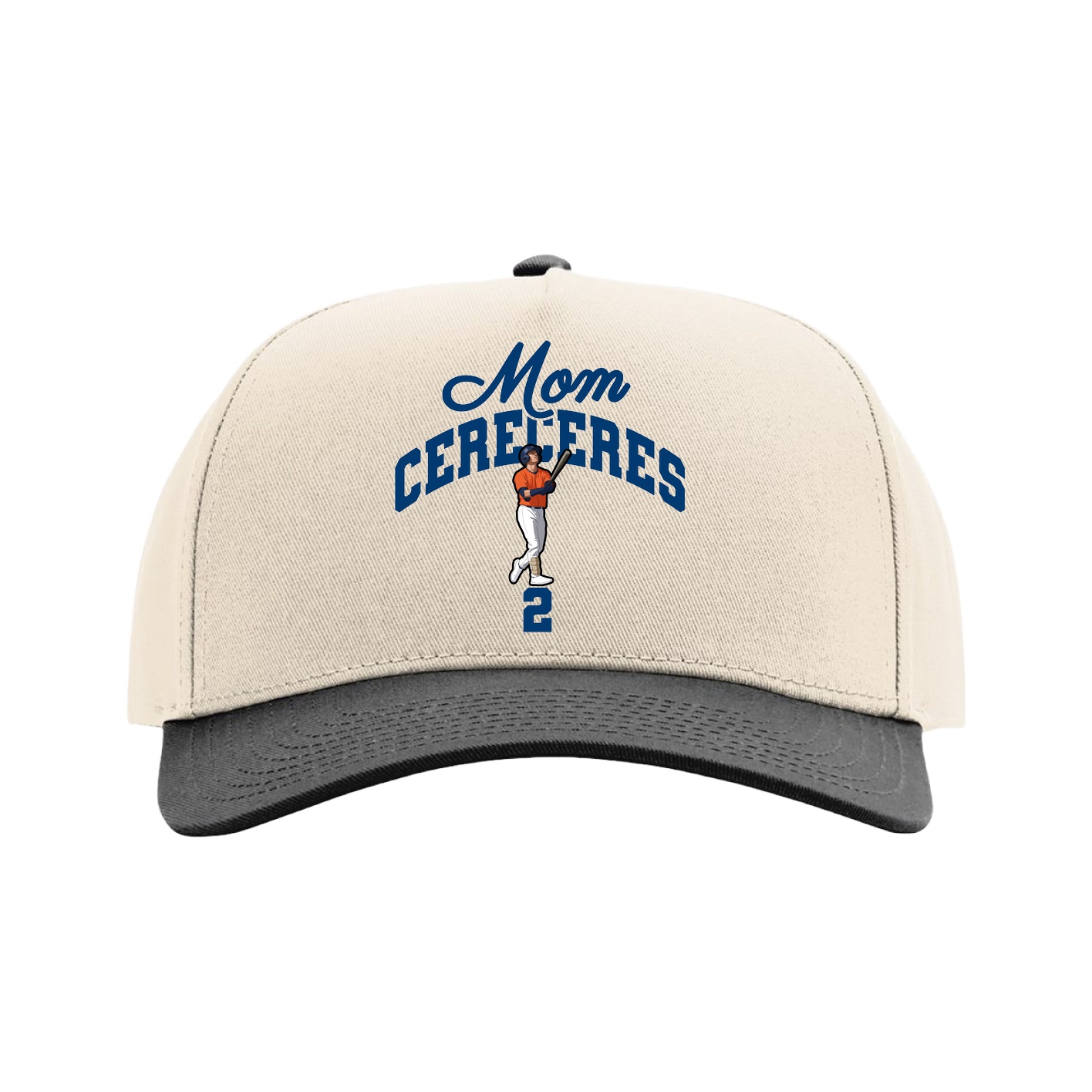 Full Fabric Five-Panel Champ Cap — Mothers Day Arch in Cream/Black