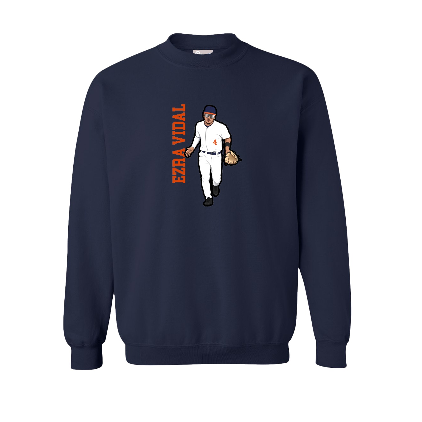 Fleece Crew — Name Vertical in Navy