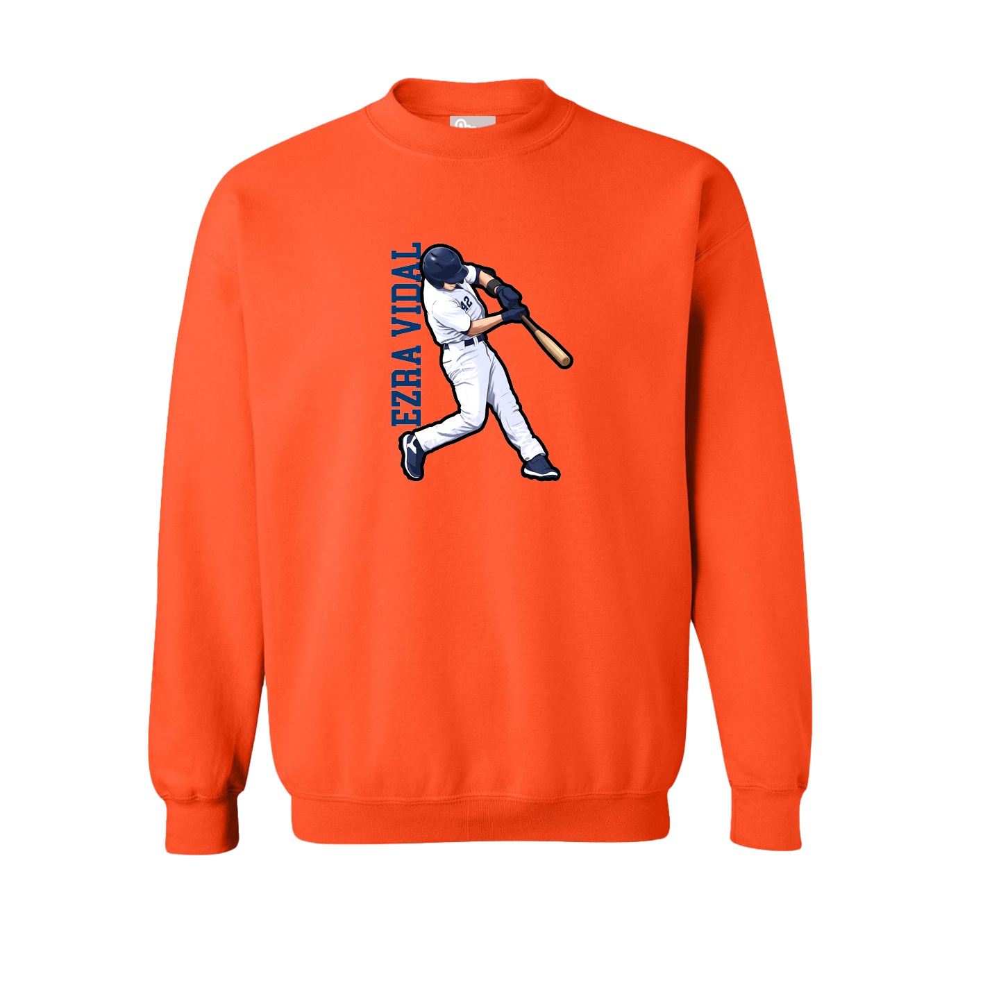 Fleece Crew — Name Vertical in Orange