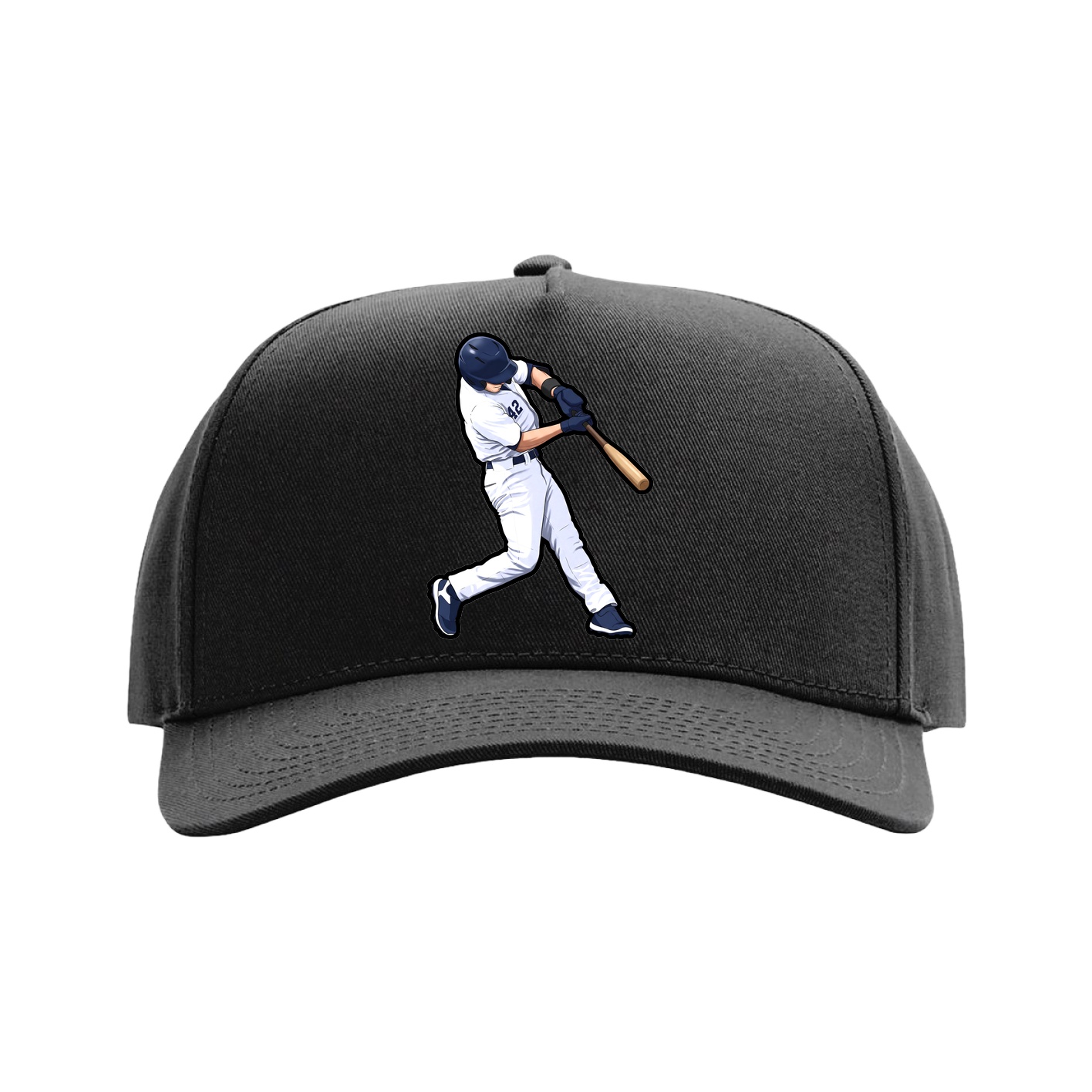 Full Fabric Five-Panel Champ Cap — Name Vertical in Black