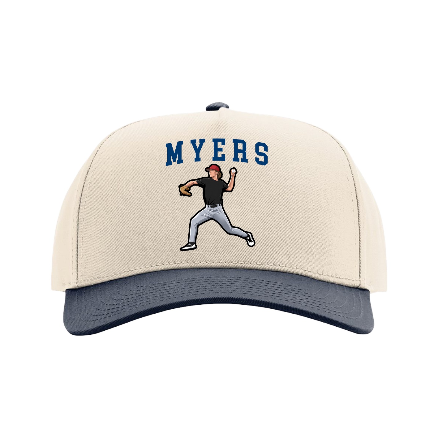 Full Fabric Five-Panel Champ Cap — Shirsey in Cream/Navy