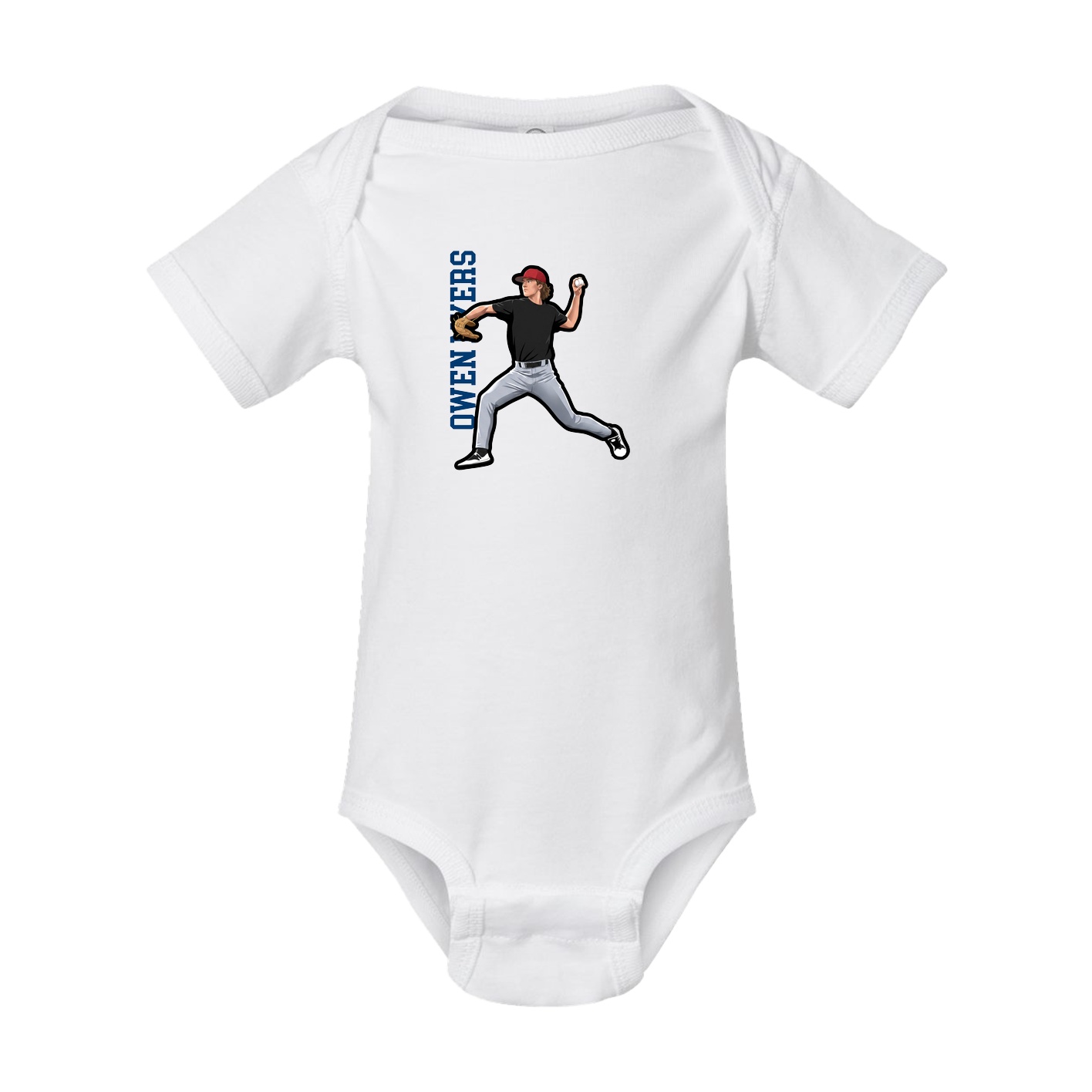Baby Onesie — Name Vertical in White