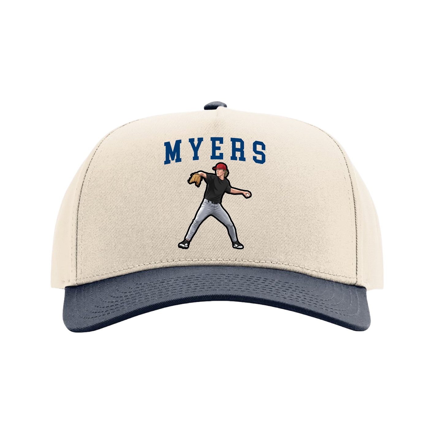Full Fabric Five-Panel Champ Cap — Shirsey in Cream/Navy