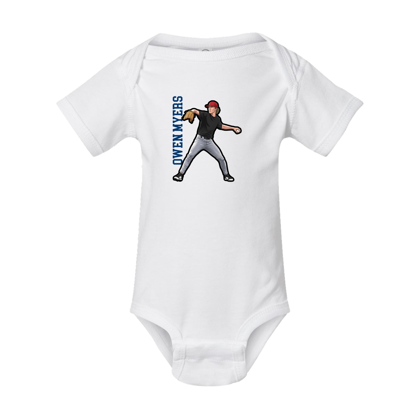 Baby Onesie — Name Vertical in White