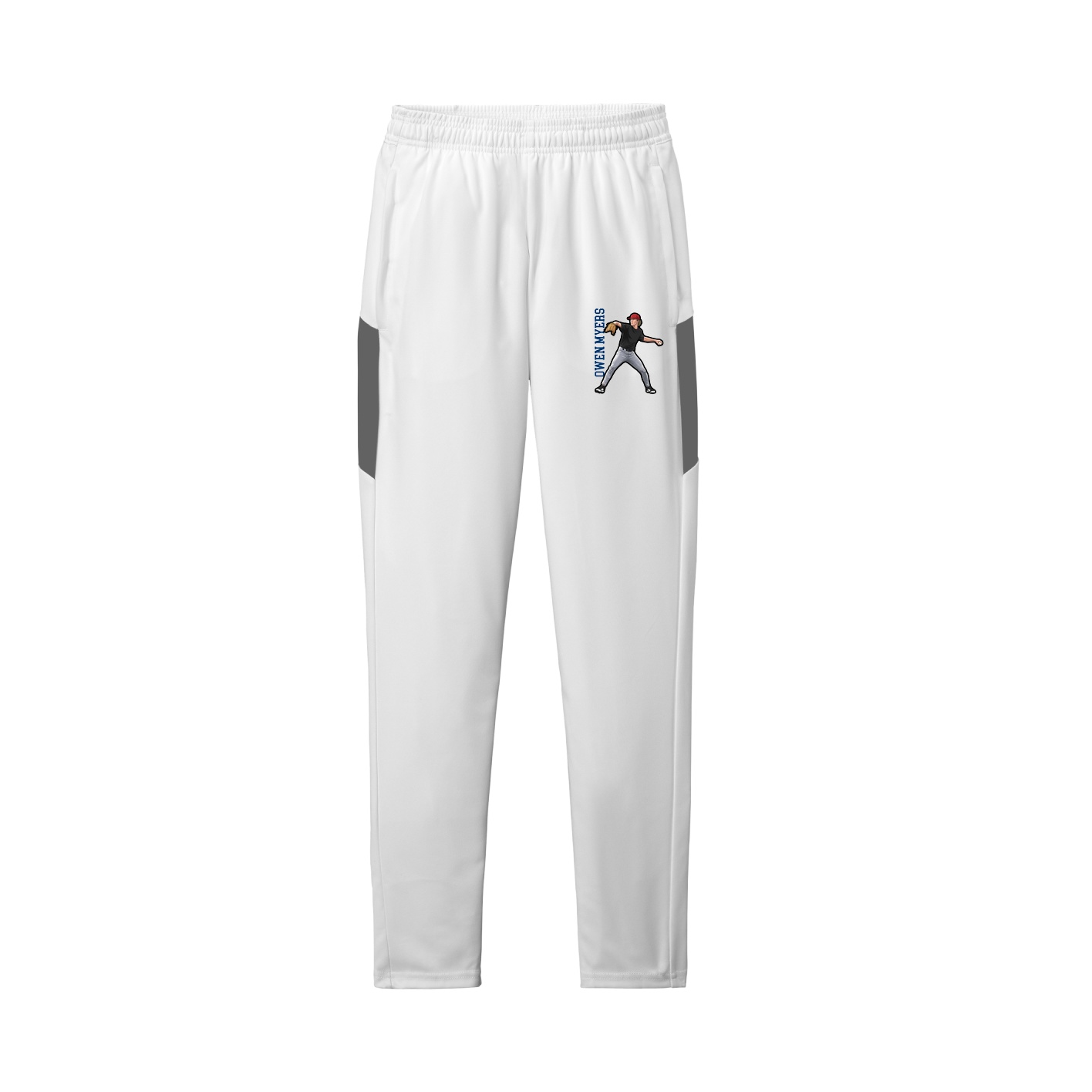 Team Travel Pant — Name Vertical in White/Grey