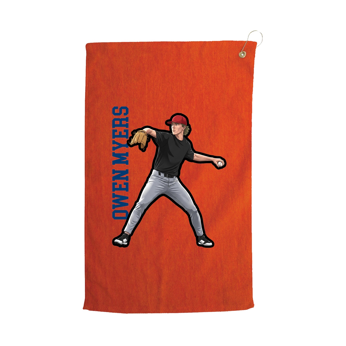 Golf Towel — Name Vertical in Orange