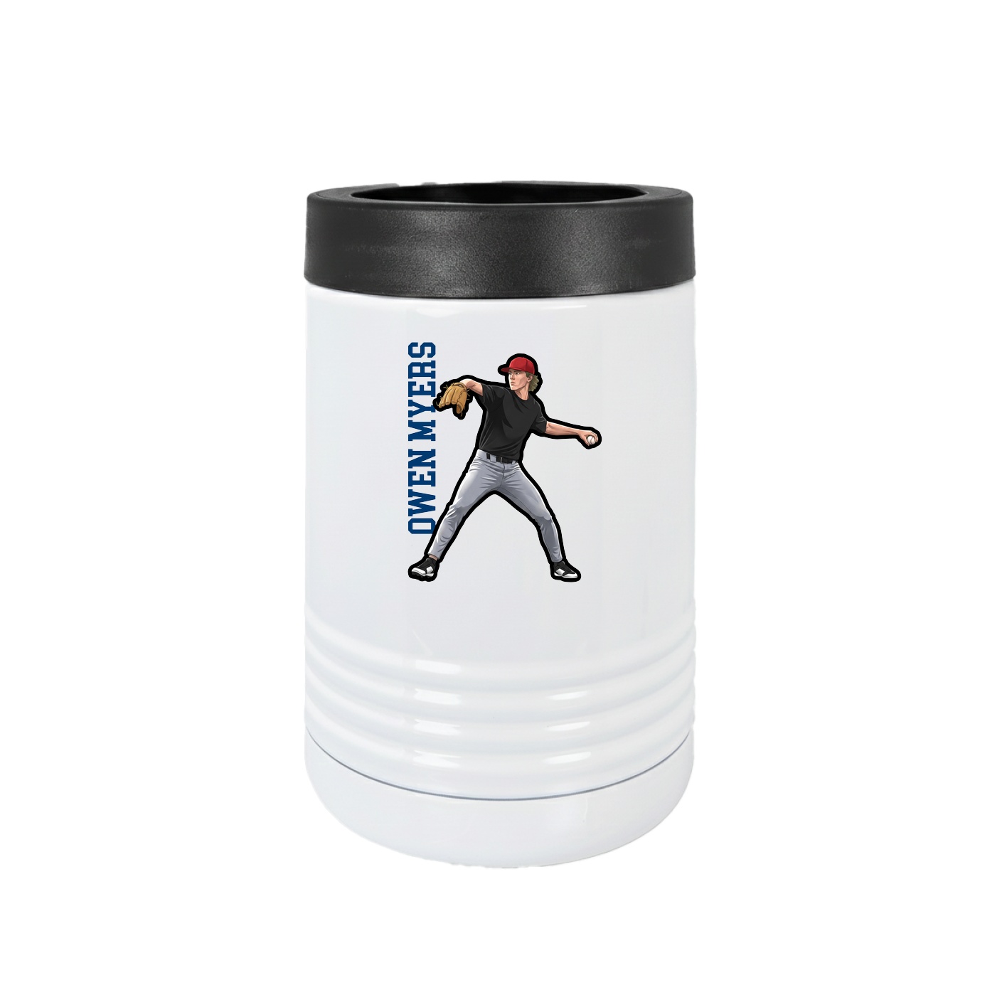 Beverage Holder — Name Vertical in White