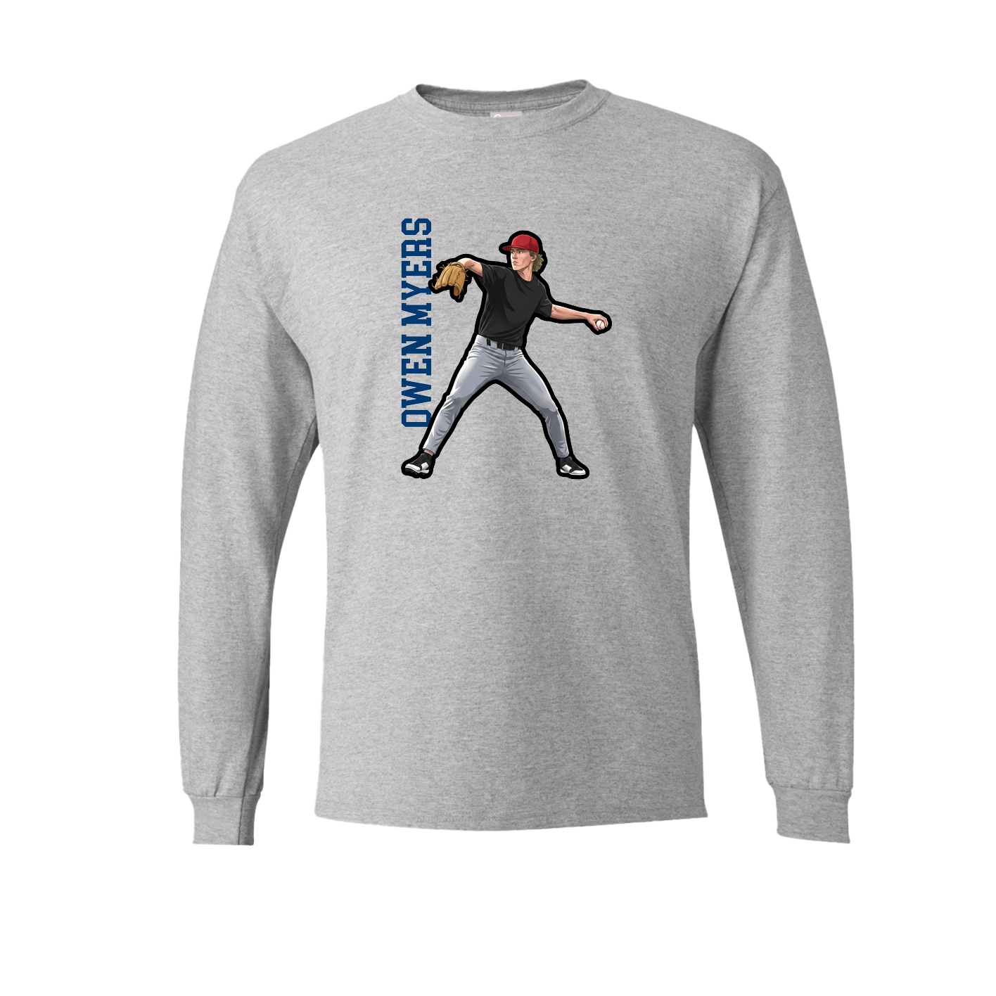 Long Sleeve Tee — Name Vertical in Grey