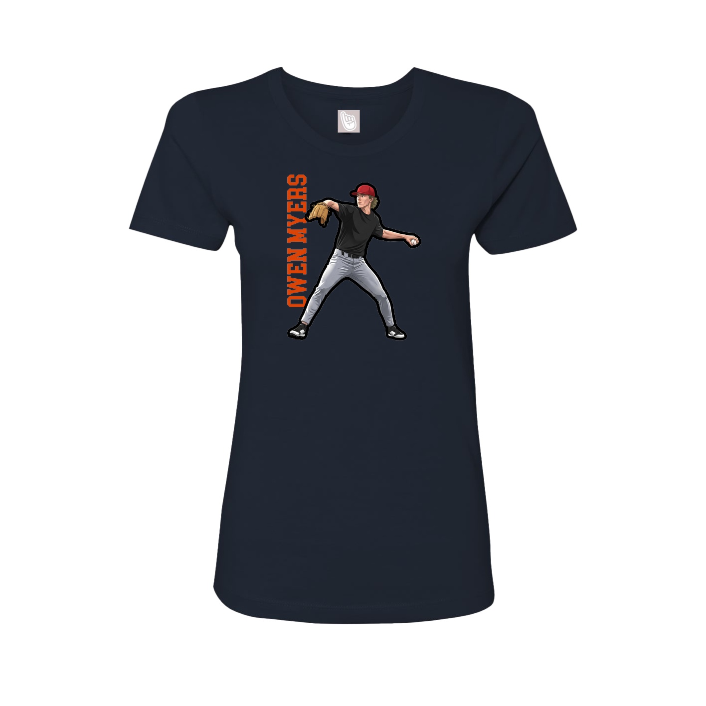 Womens Tee — Name Vertical in Navy
