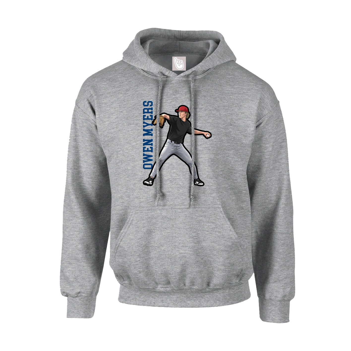 Youth Hoodie — Name Vertical in Grey