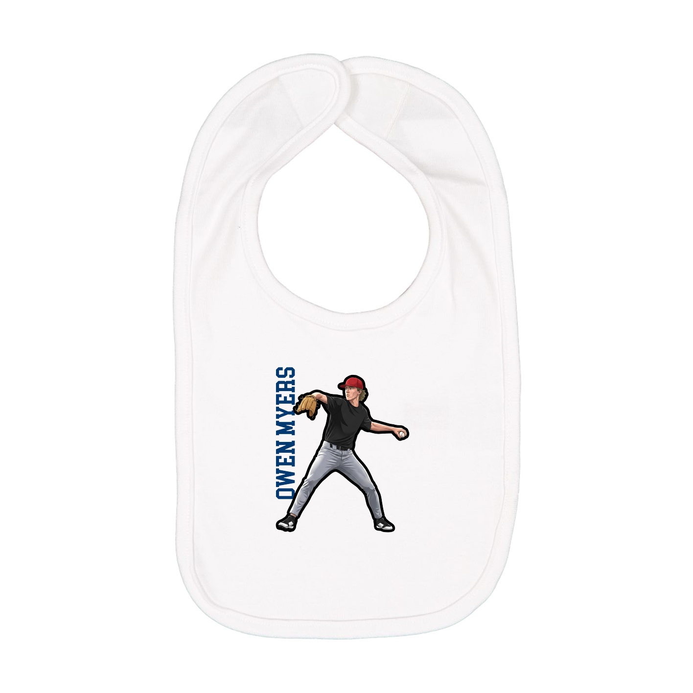 Infant Bib — Name Vertical in White