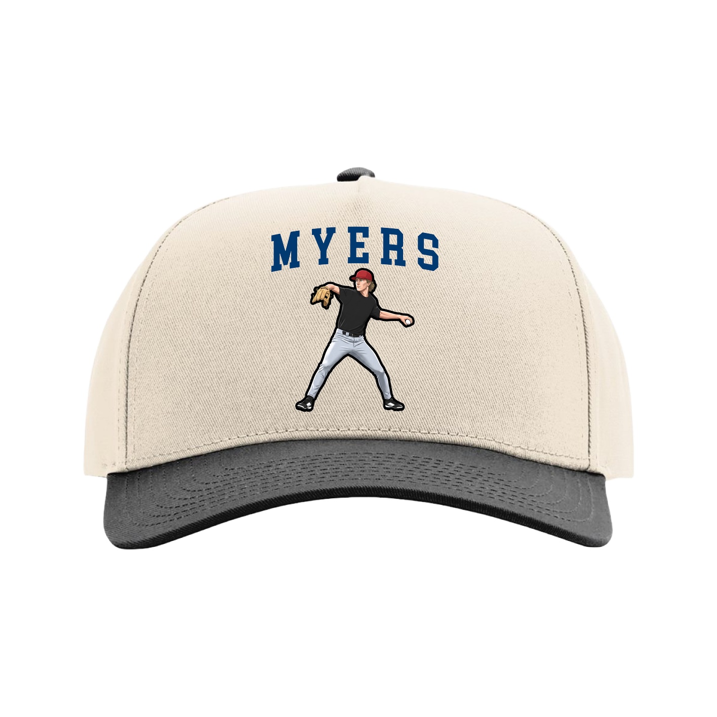 Full Fabric Five-Panel Champ Cap — Shirsey in Cream/Black