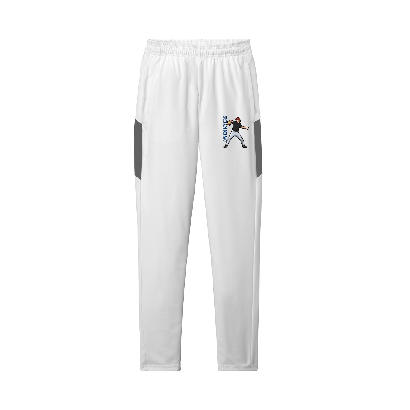 Team Travel Pant — Name Vertical in White/Grey
