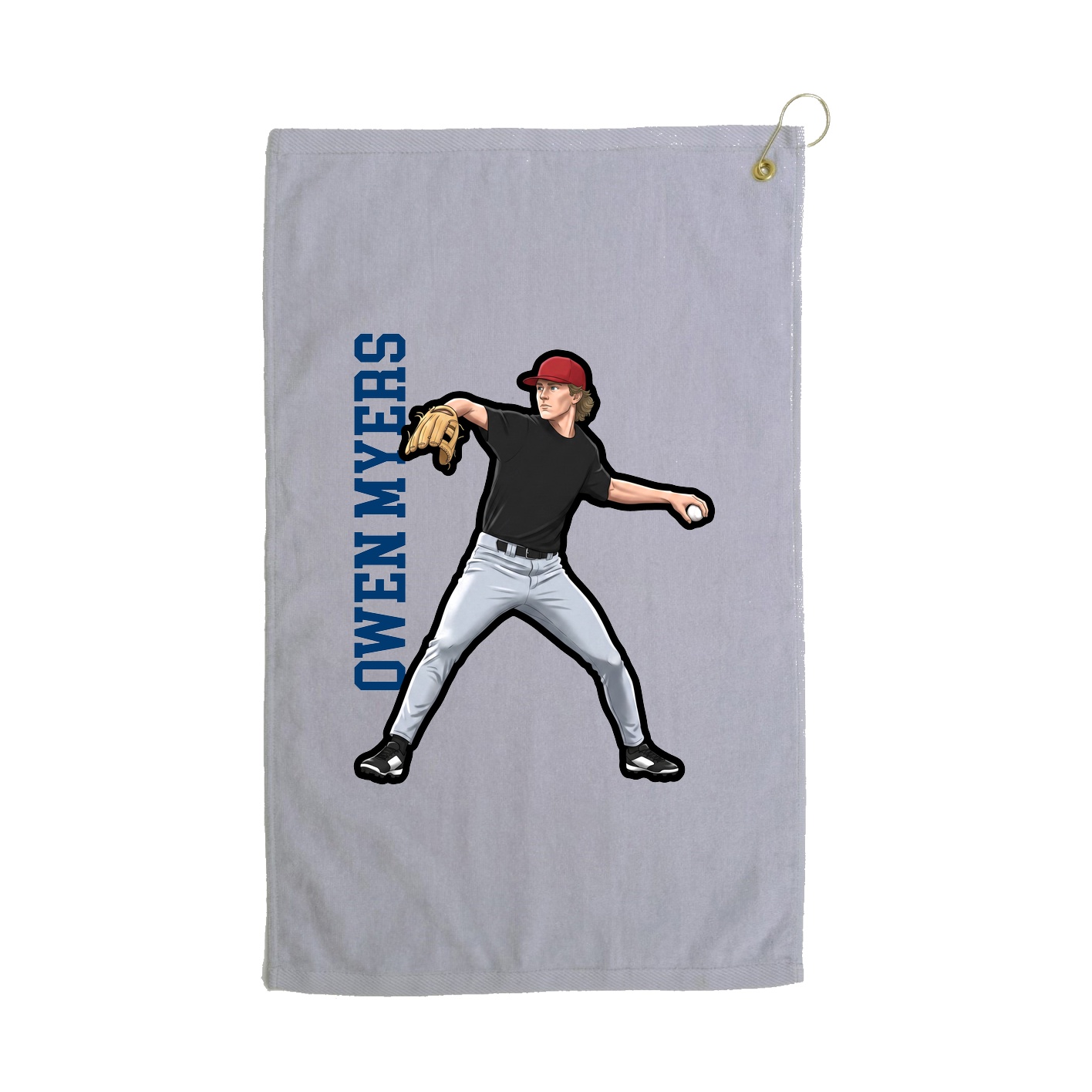 Golf Towel — Name Vertical in Grey