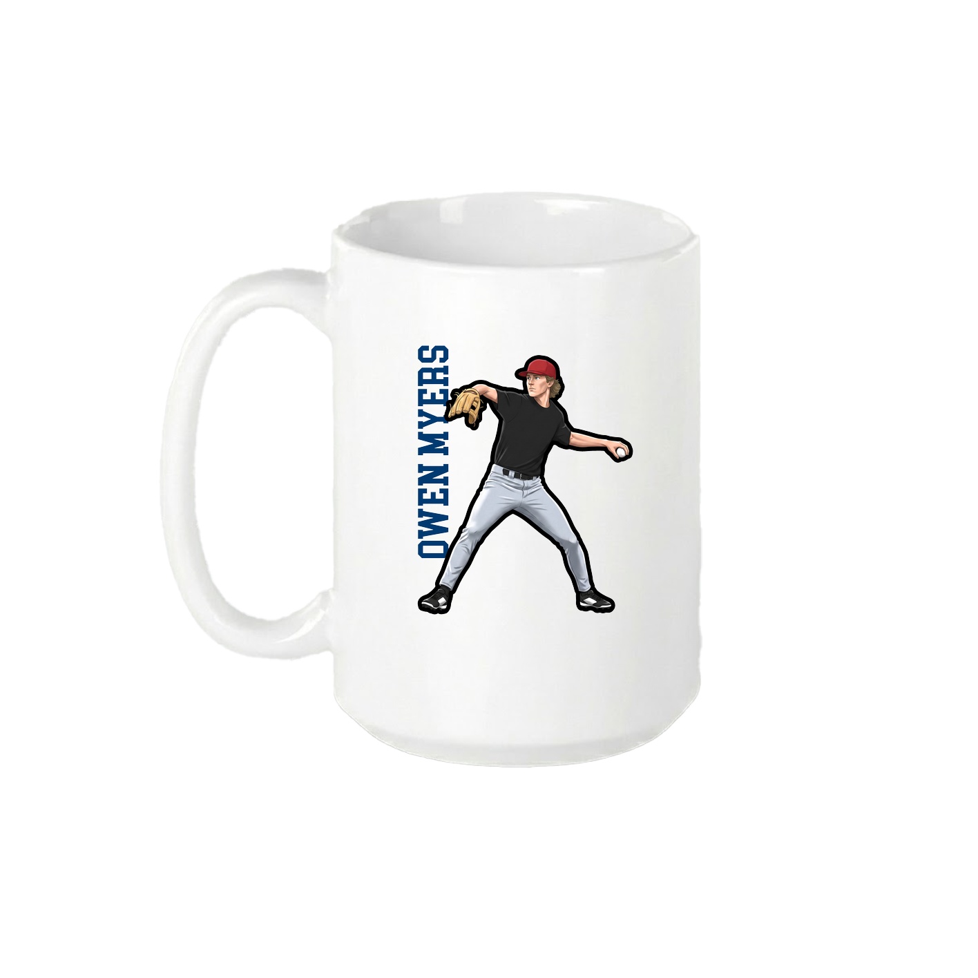 15oz Coffee Mug — Name Vertical in White