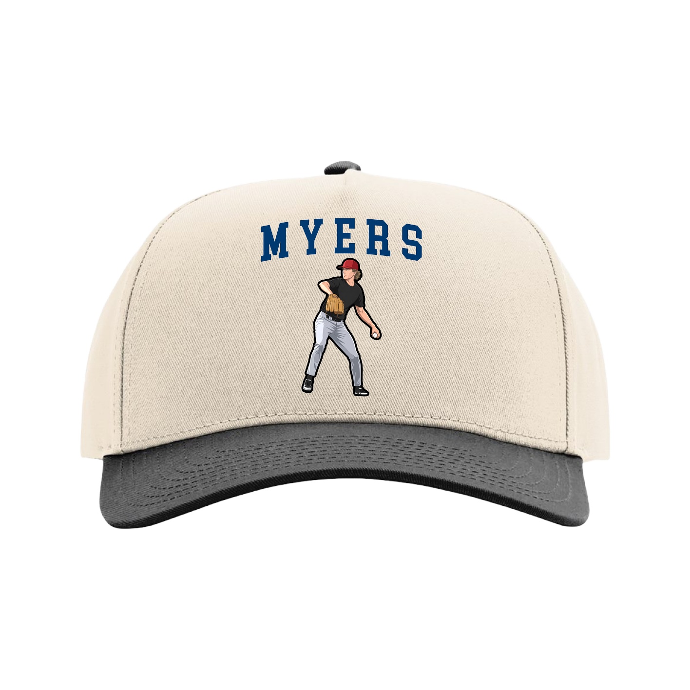 Full Fabric Five-Panel Champ Cap — Shirsey in Cream/Black