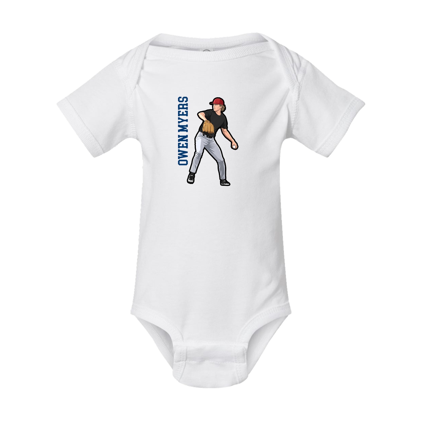 Baby Onesie — Name Vertical in White
